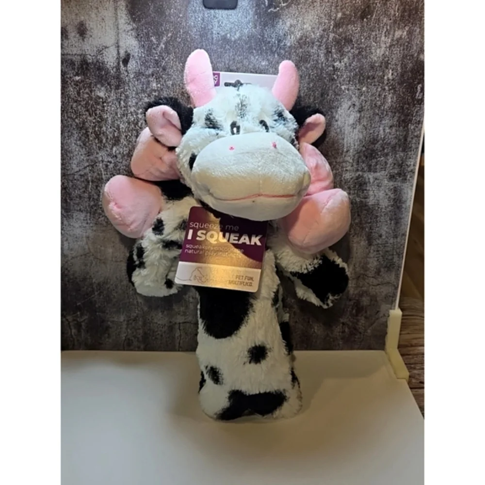 Multipet Swingin' Slevin Cow Dog Toy - White/Black, So Soft & Cuddly 29